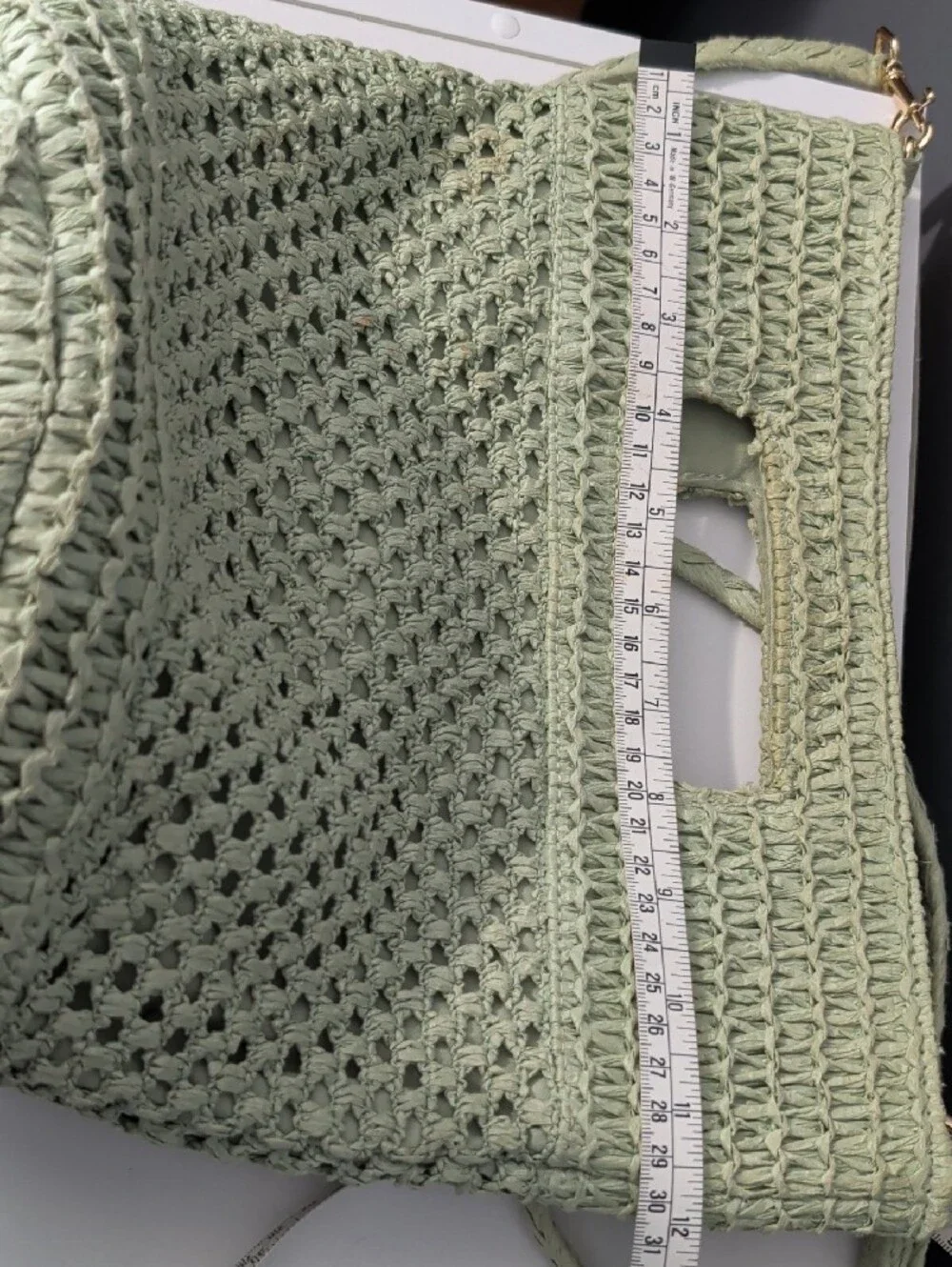 Universal Thread Light Green Woven Crossbody Bag with Cutout Handle